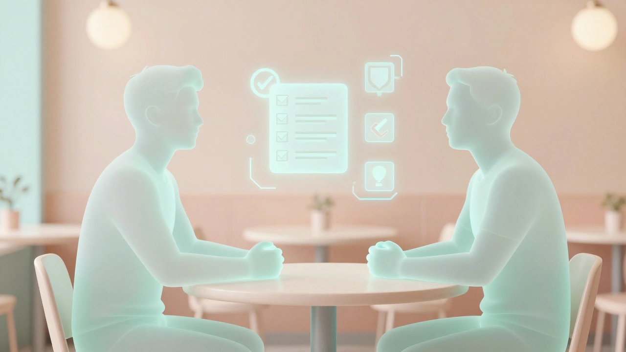 Концептуальное изображение людей на свидании с парящими фильтрами параметров